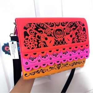SOLD !!!!! Disney Pixar Coco Loungefly Multicolored Crossbody Bag Purse